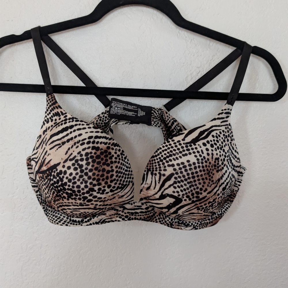Victoria Secret Biofit Push Up 36 C Cheetah Print Rhinestone‎ Like New Animal